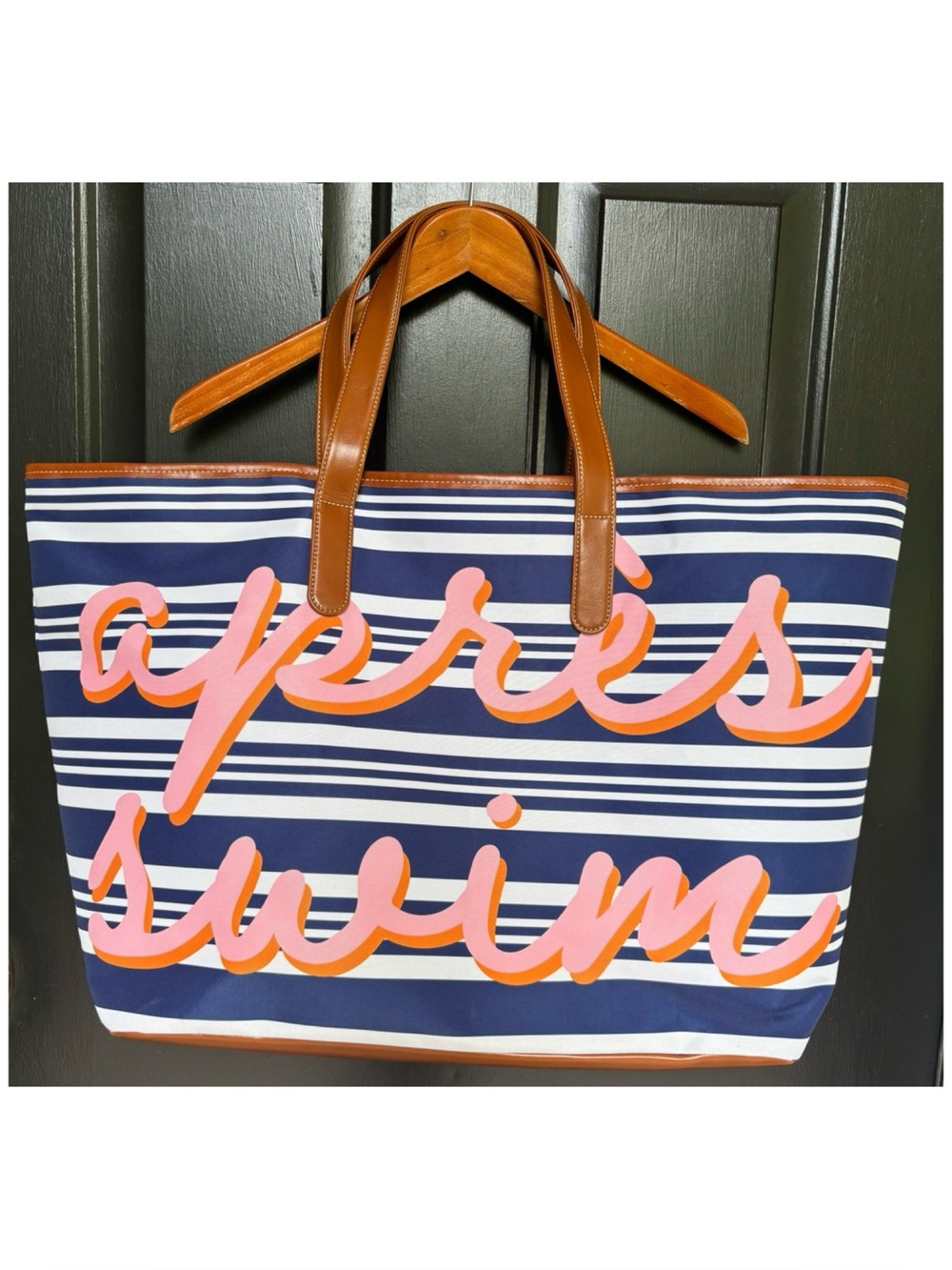 NWOT Anthropologie “Apres Swim” Oversized Tote in Navy & White Stripe